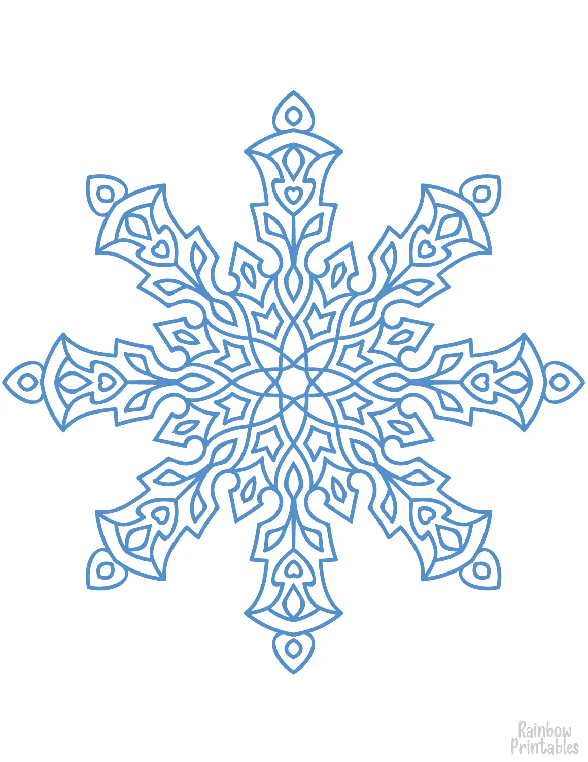 Elegant Winter Snowflake Line Drawing Doodle Coloring Book Page Sheets for Children Activity 18