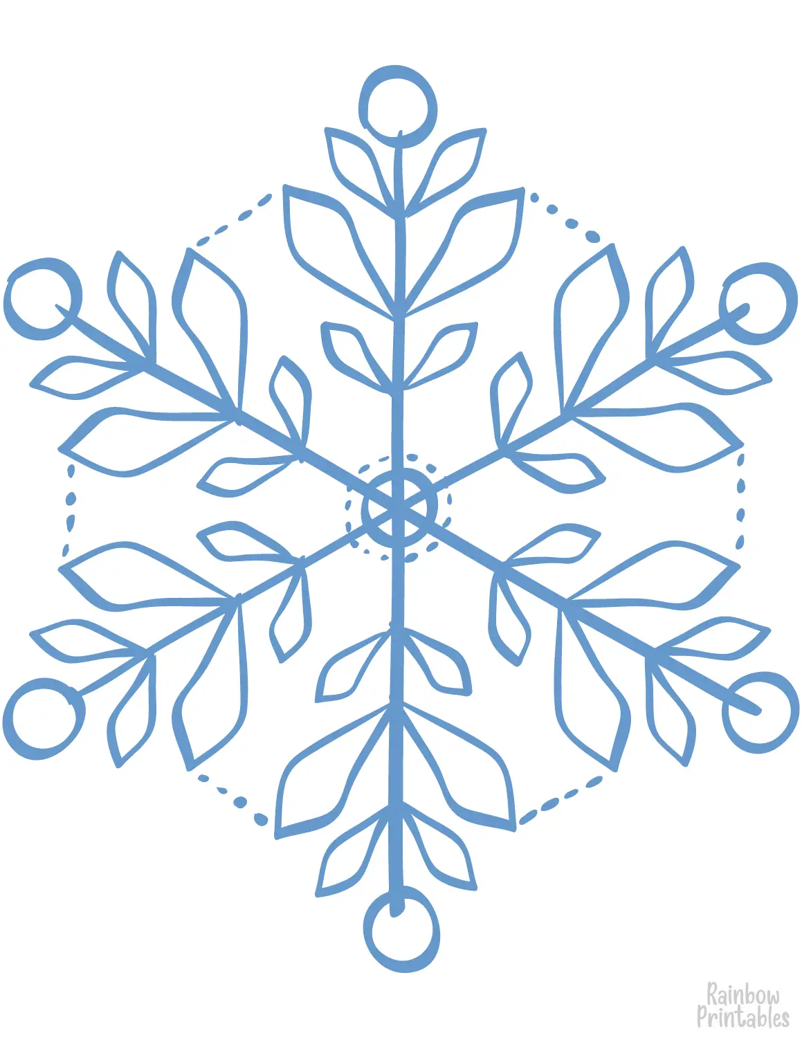Elegant Winter Snowflake Line Drawing Doodle Coloring Book Page Sheets for Children Activity 27