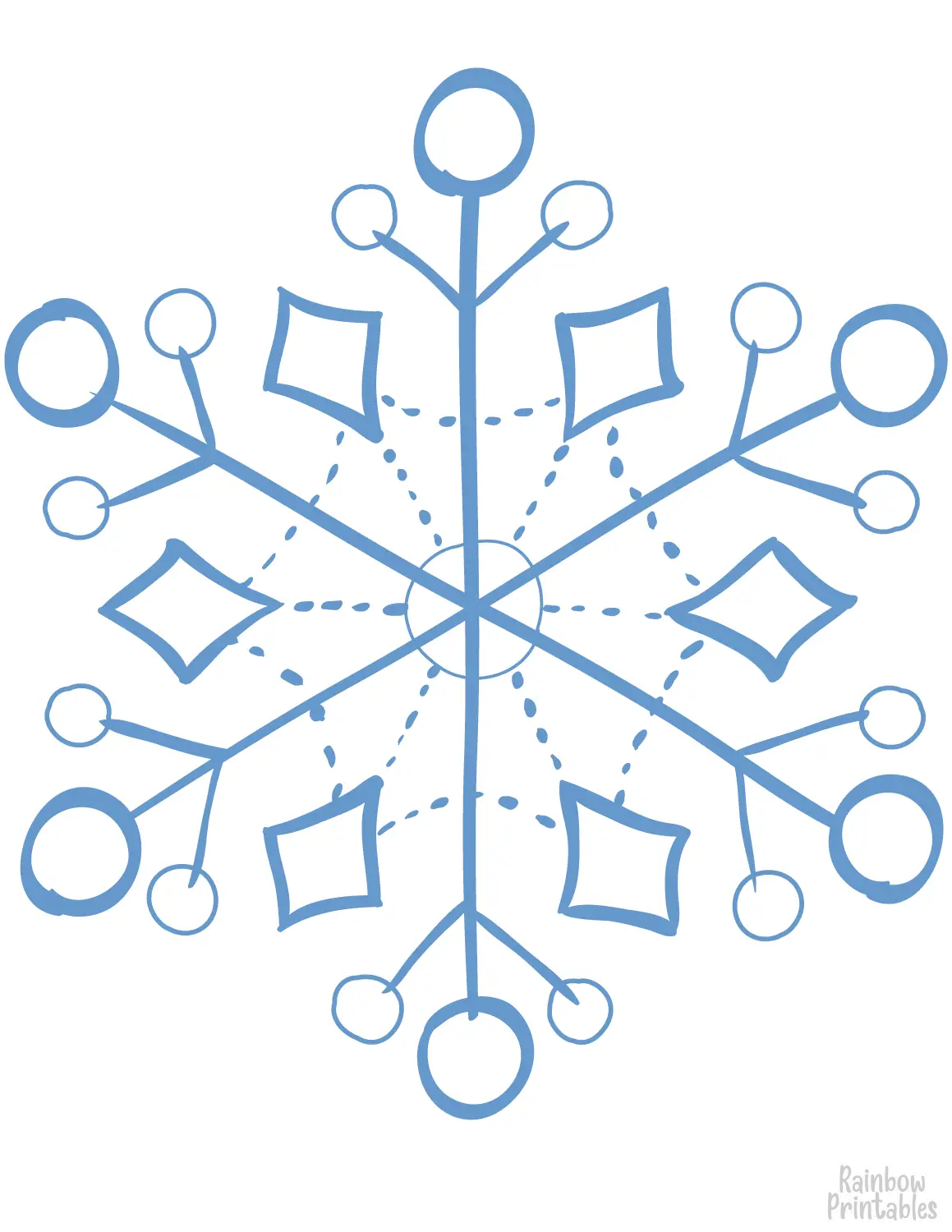 Elegant Winter Snowflake Line Drawing Doodle Coloring Book Page Sheets for Children Activity 2