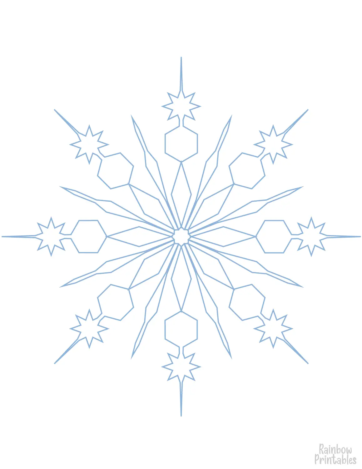 Elegant Winter Snowflake Line Drawing Doodle Coloring Book Page Sheets for Children Activity 3