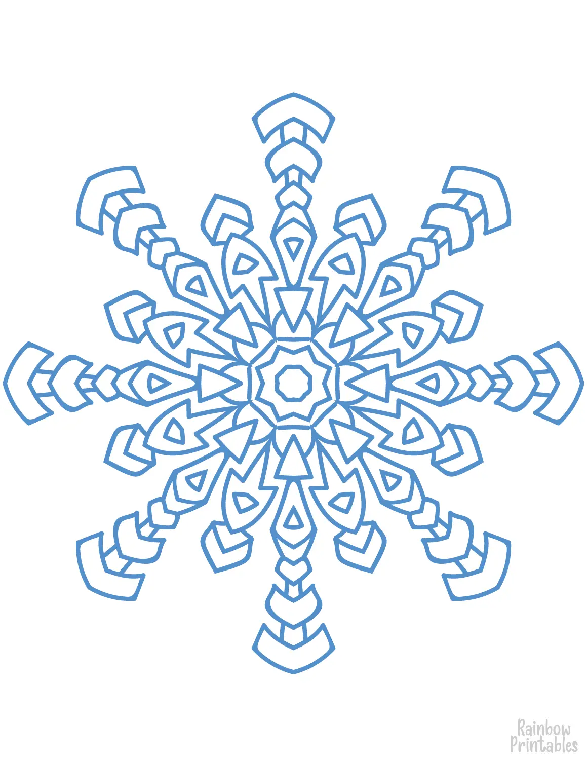 Elegant Winter Snowflake Line Drawing Doodle Coloring Book Page Sheets for Children Activity 19