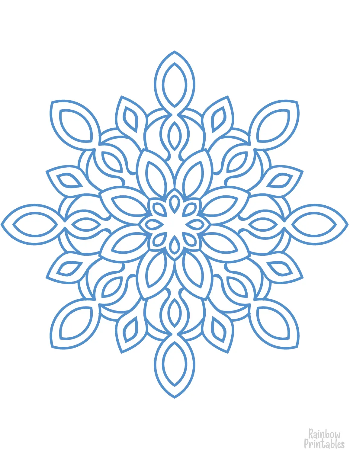 Elegant Winter Snowflake Line Drawing Doodle Coloring Book Page Sheets for Children Activity 20