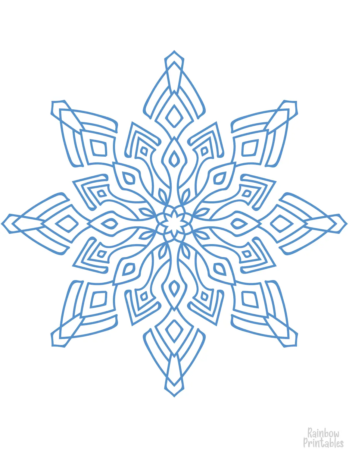Elegant Winter Snowflake Line Drawing Doodle Coloring Book Page Sheets for Children Activity 21