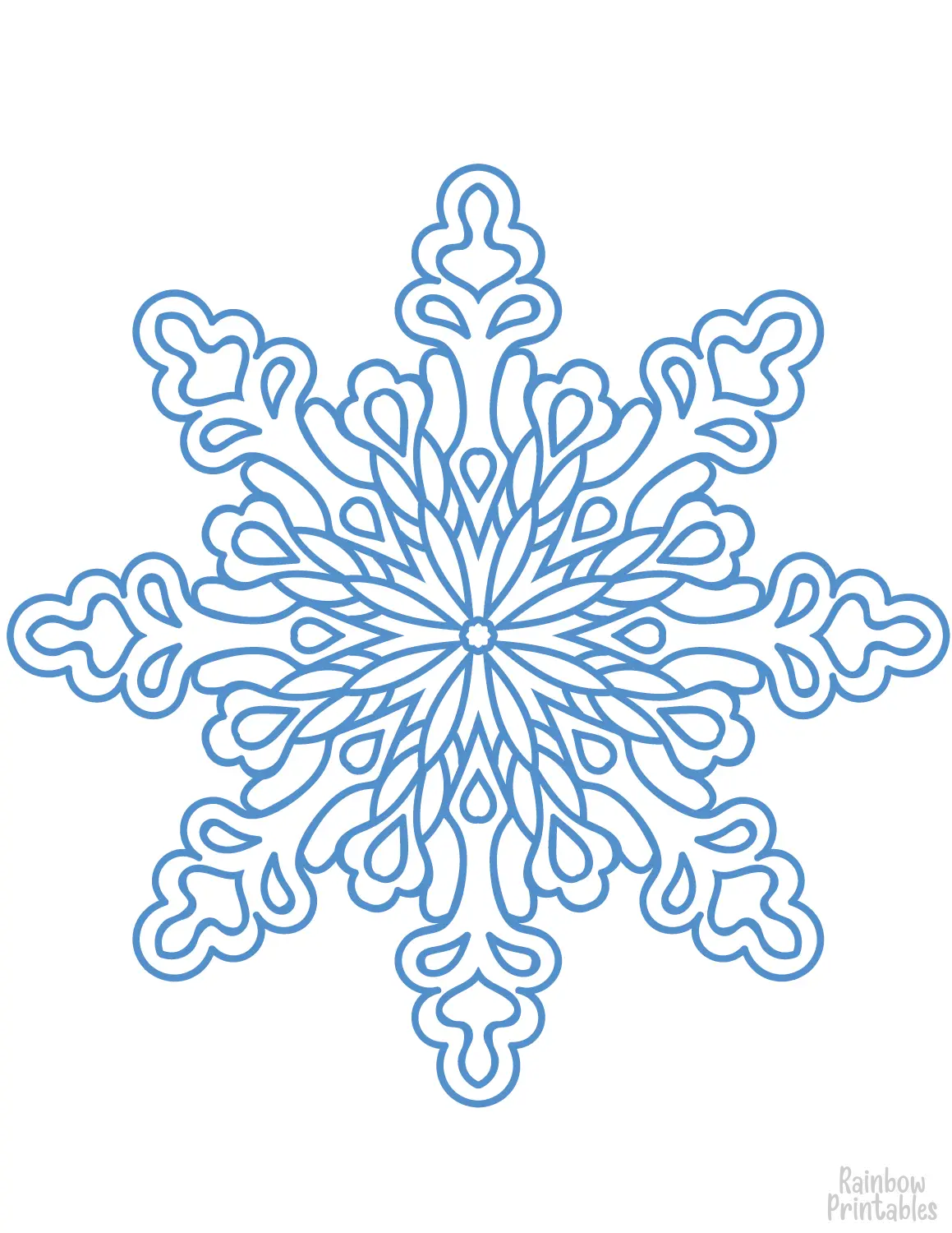 Elegant Winter Snowflake Line Drawing Doodle Coloring Book Page Sheets for Children Activity 22