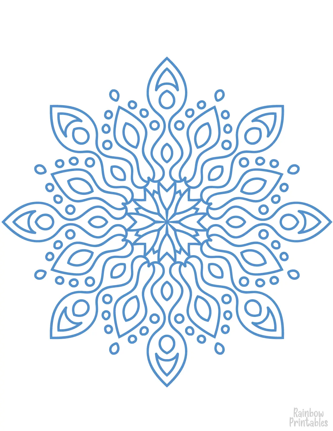 Elegant Winter Snowflake Line Drawing Doodle Coloring Book Page Sheets for Children Activity 23