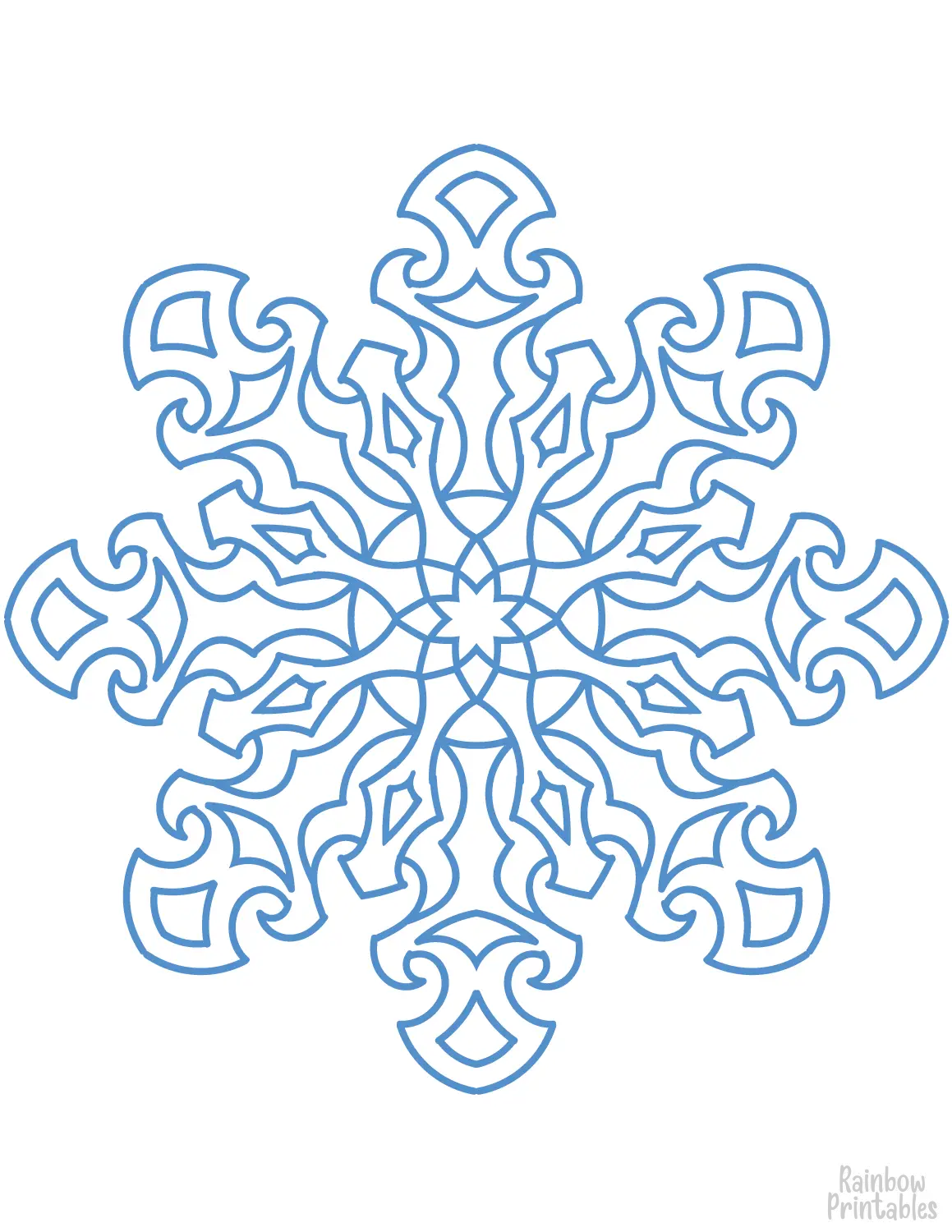 Elegant Winter Snowflake Line Drawing Doodle Coloring Book Page Sheets for Children Activity 25