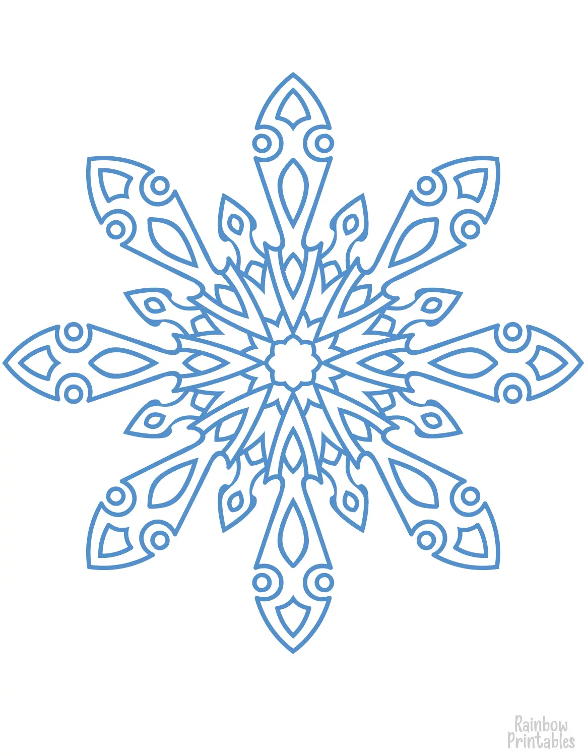 Elegant Winter Snowflake Line Drawing Doodle Coloring Book Page Sheets for Children Activity 26