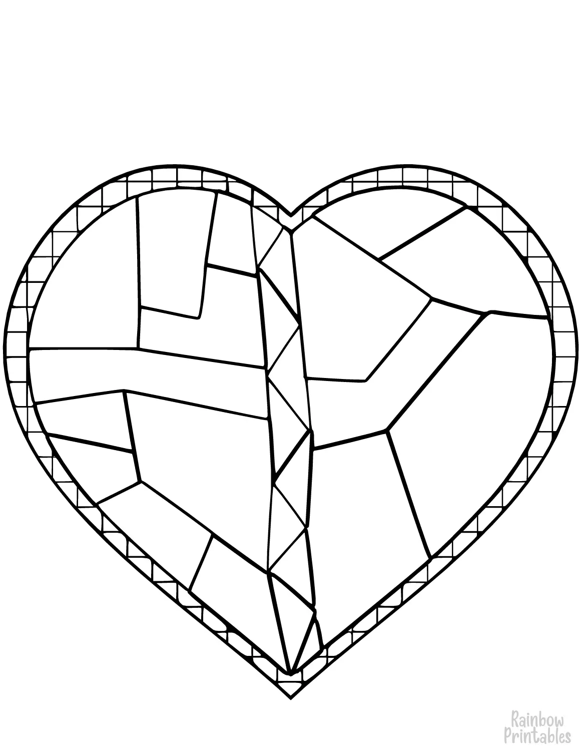 STAINED GLASS HEART Clipart Coloring Pages for Kids Adults Art Activities Line Art