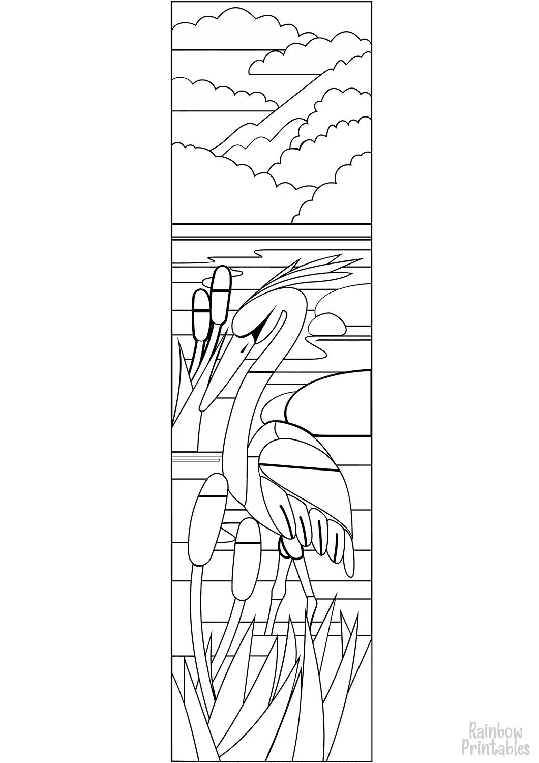 STAINED GLASS STORK Clipart Coloring Pages for Kids Adults Art Activities Line Art