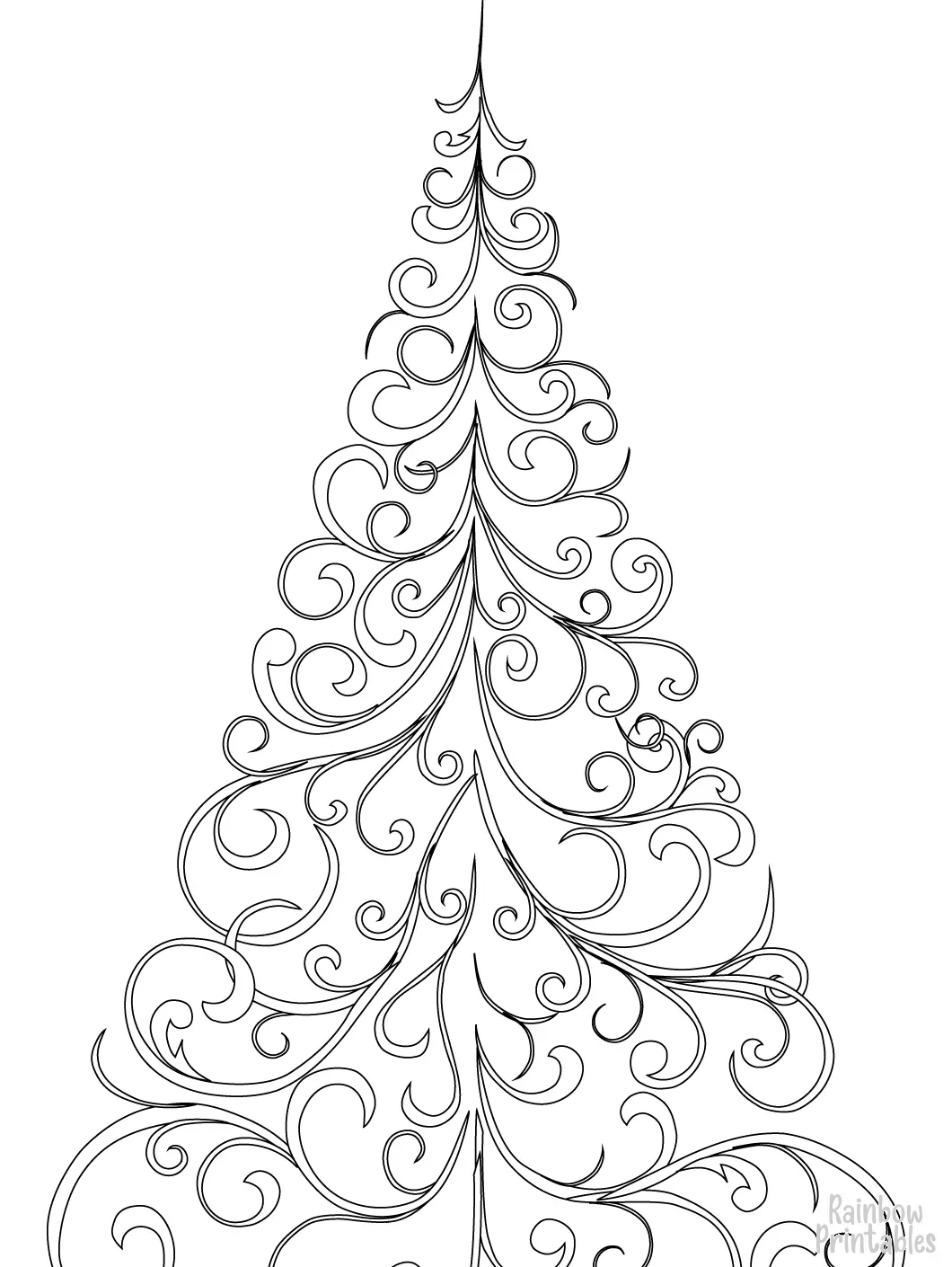 Swirly Tree Coloring Page Christmas Xmas Coloring Activities for Kids