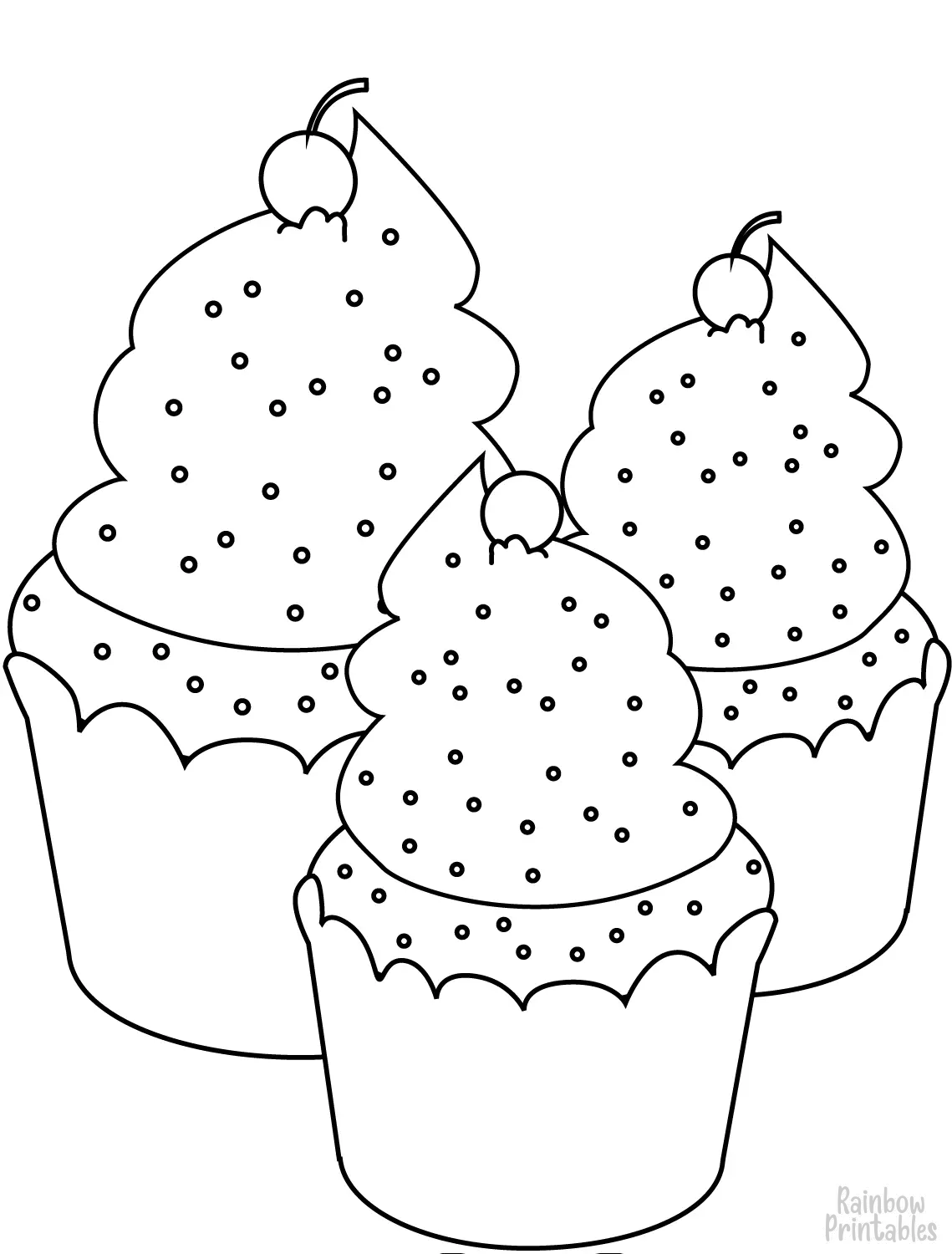 Line Drawing CUPCAKES Coloring Pages for Kids Art Project