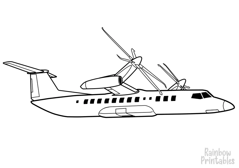 TILTROTOR VTOL AIRCRAFT AIRPLANE Clipart Coloring Pages for Kids Adults Art Activities Line Art