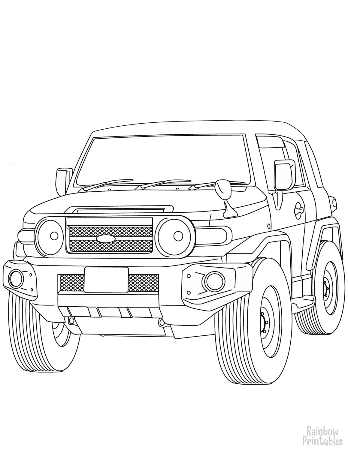 TOYOTA FJ CRUISER Clipart Coloring Pages for Kids Adults Art Activities Line Art