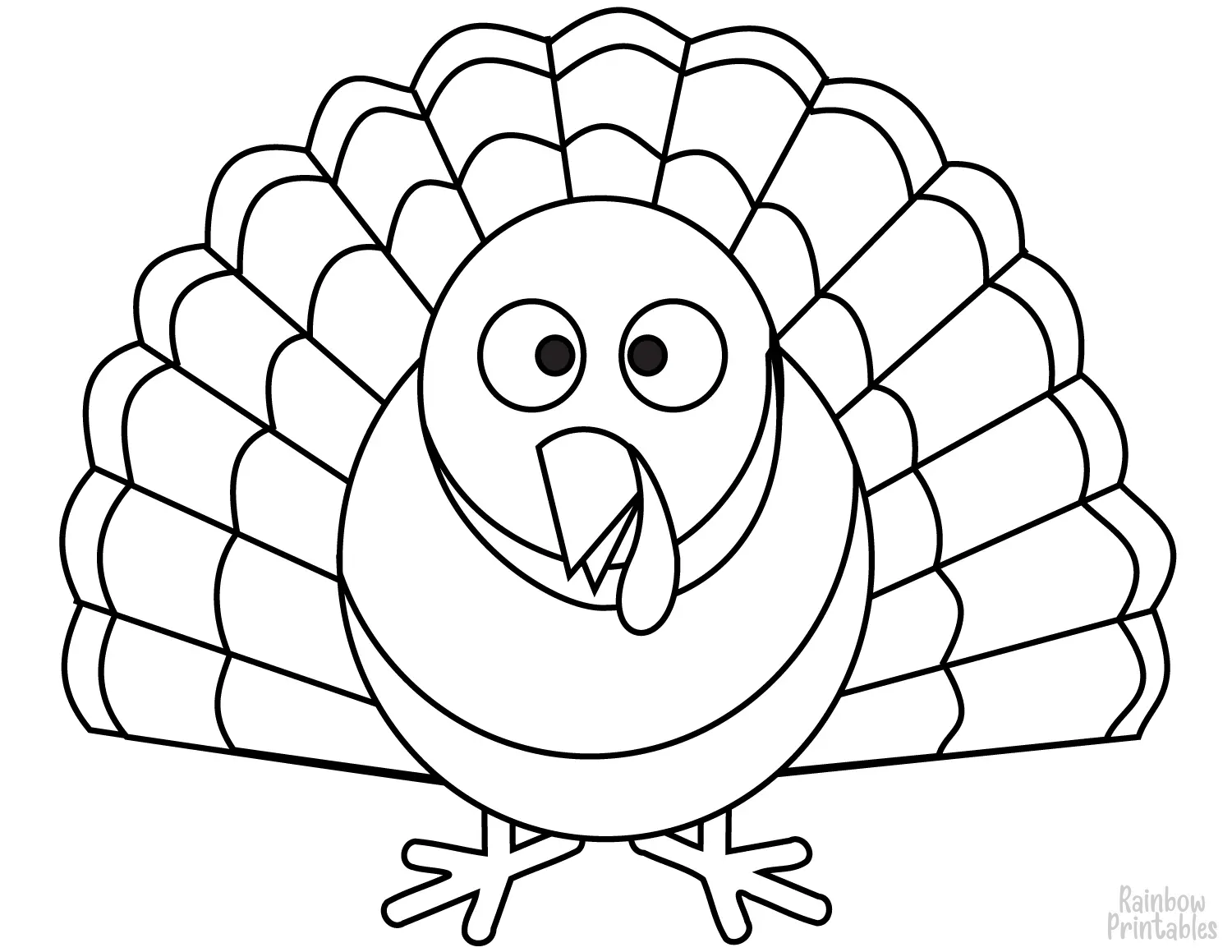 THANKSGIVING TURKEY BIG TAIL Clipart Coloring Pages for Kids Adults Art Activities Line Art