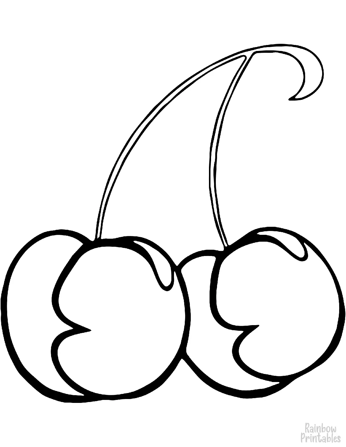 Line Drawing TWIN CHERRIES Coloring Pages for Kids Art Project