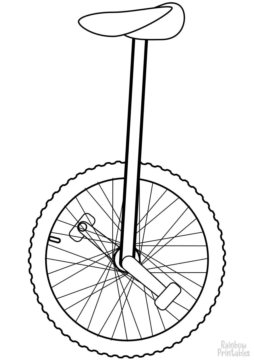 UNICYCLE Toy Ride Clipart Coloring Pages for Kids Adults Art Activities Line Art