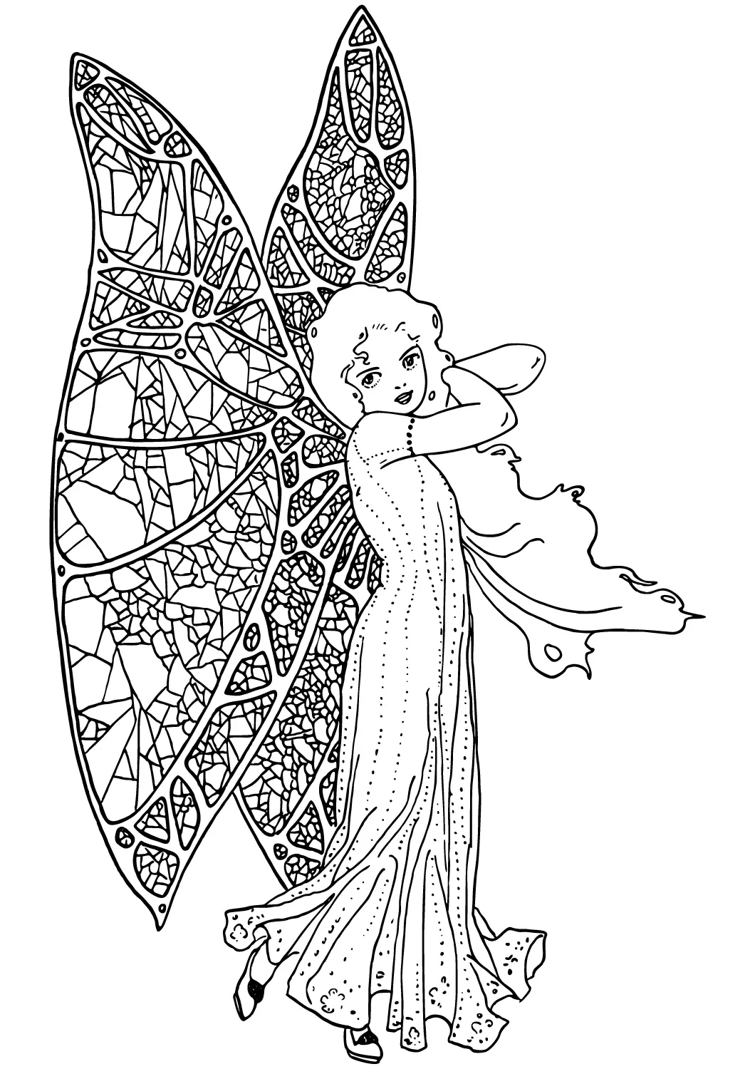 VINTAGE FAIRY BEAUTY Line Art Drawing Set Free Activity Coloring Pages for Kids-02