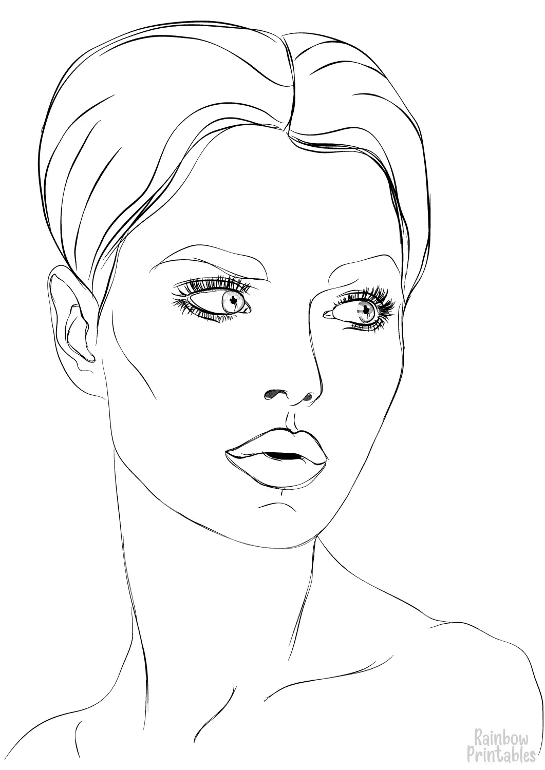 BEAUTIFUL WOMAN High Fashion Portrait Girl Free Clipart Coloring Pages for Kids Adults Art Activities Line Art