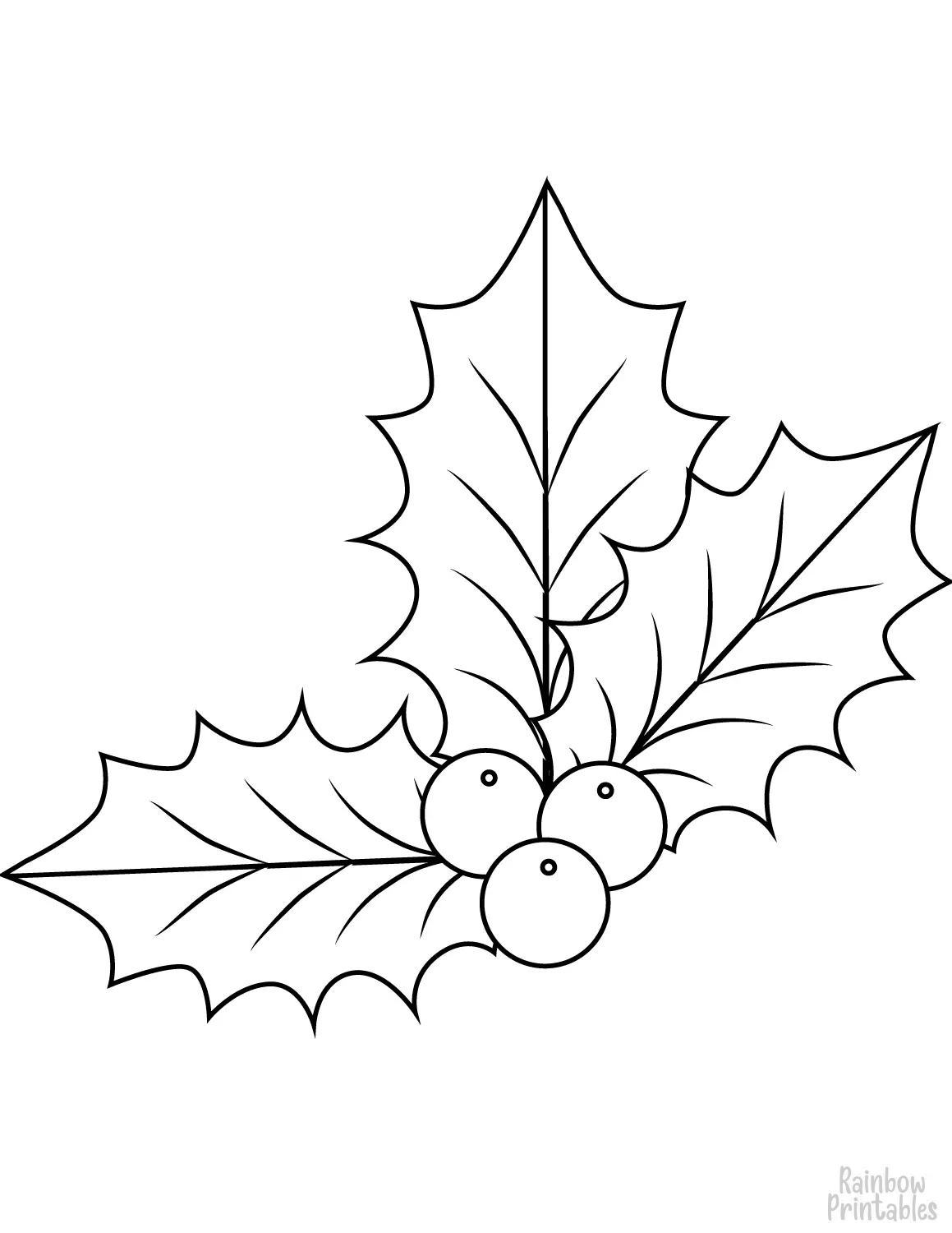 Xmas Holly Line Drawing Doodle Coloring Book Page Sheets for Kids Activity