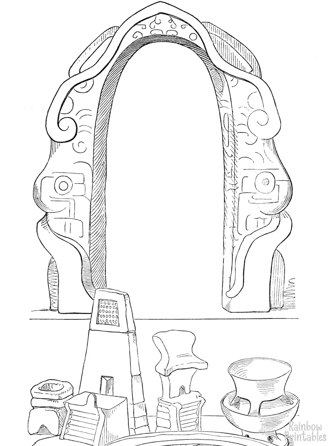 yoke-knife-small-vases-and-altars-used-in-aztec-sacrifices-coloring-page