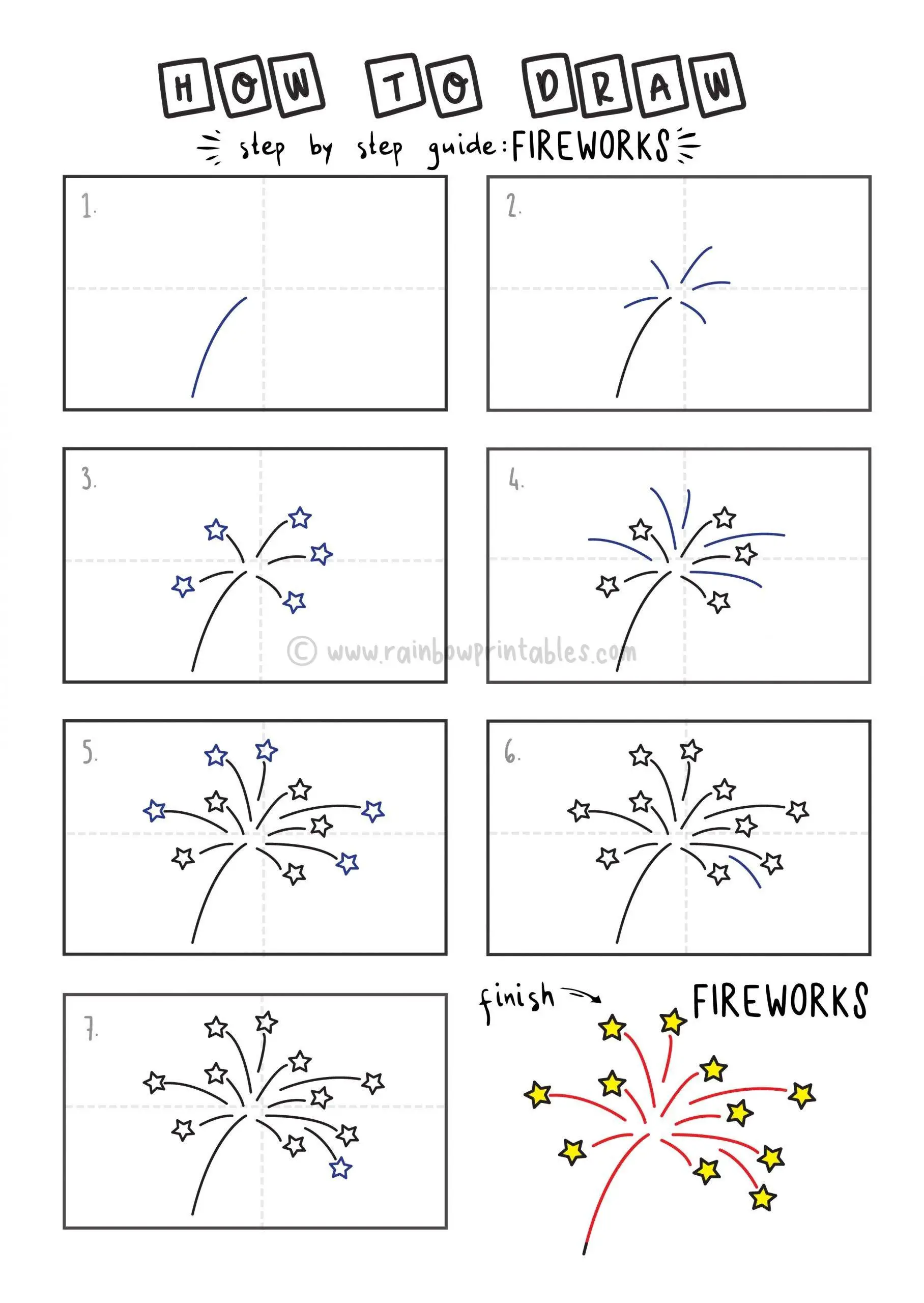 How To Draw Tutorials For Kids Fireworks YOUNG KIDS EASY DRAWINGS ART GUIDE STEP BY STEP