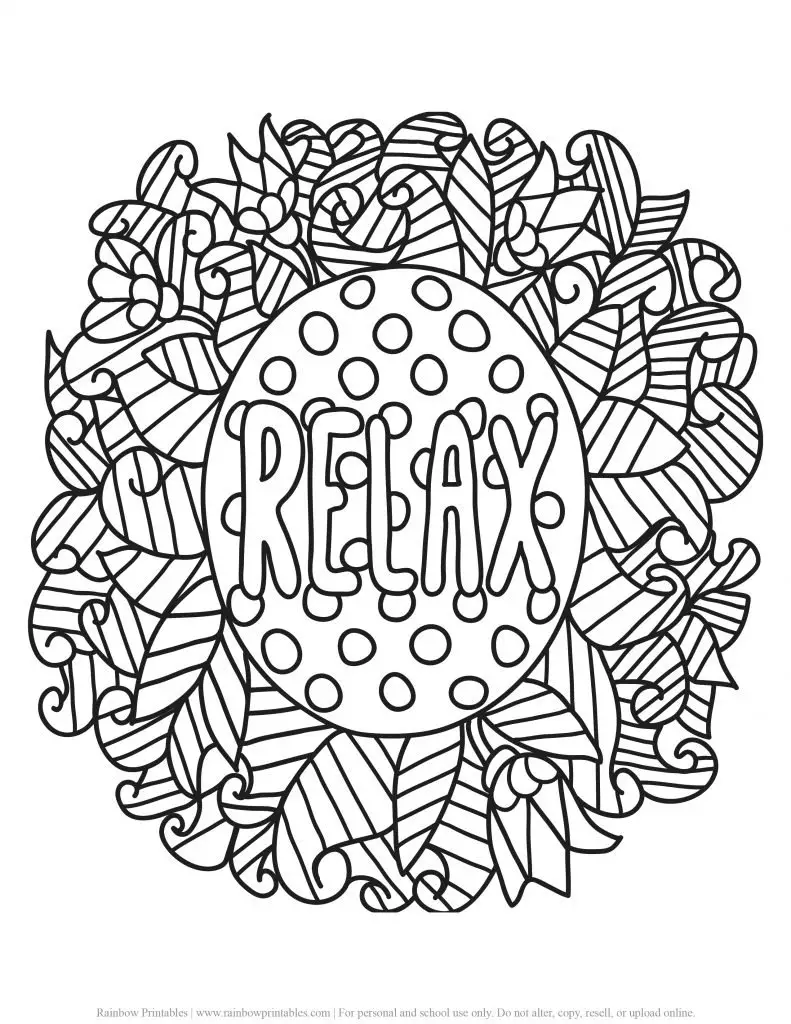 ADULT COLORING PAGES ANTI-STRESS RELIEF PRINTABLE MANDALA PATTERN RELAXING ACTIVITY PRINTABLE INSPIRING QUOTES