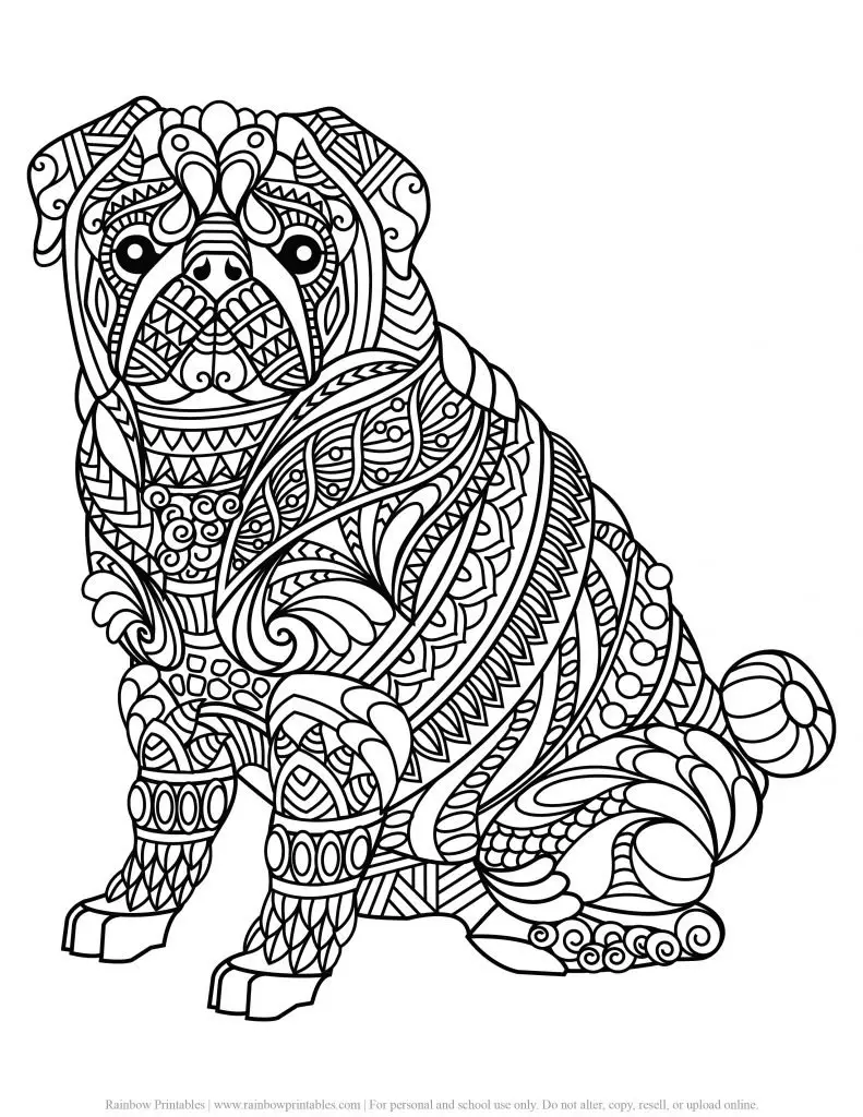 ADULT COLORING PAGES ANTI-STRESS RELIEF PRINTABLE MANDALA PATTERN GROWN UP RELAXING ACTIVITY PRINTABLE ANIMAL
