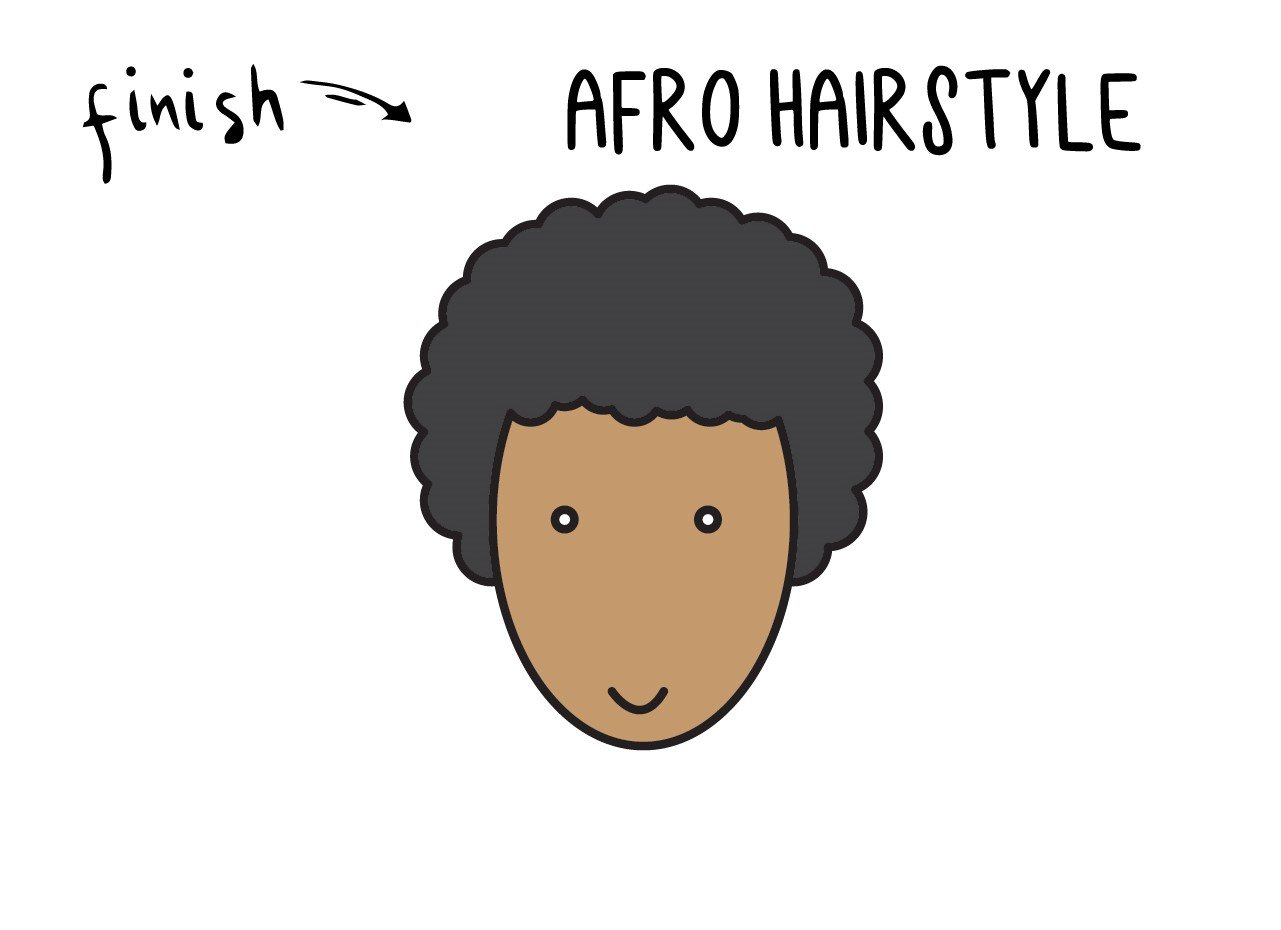 How To Draw a Cool Cartoon Afro Hairstyle (Step by Step for Kids