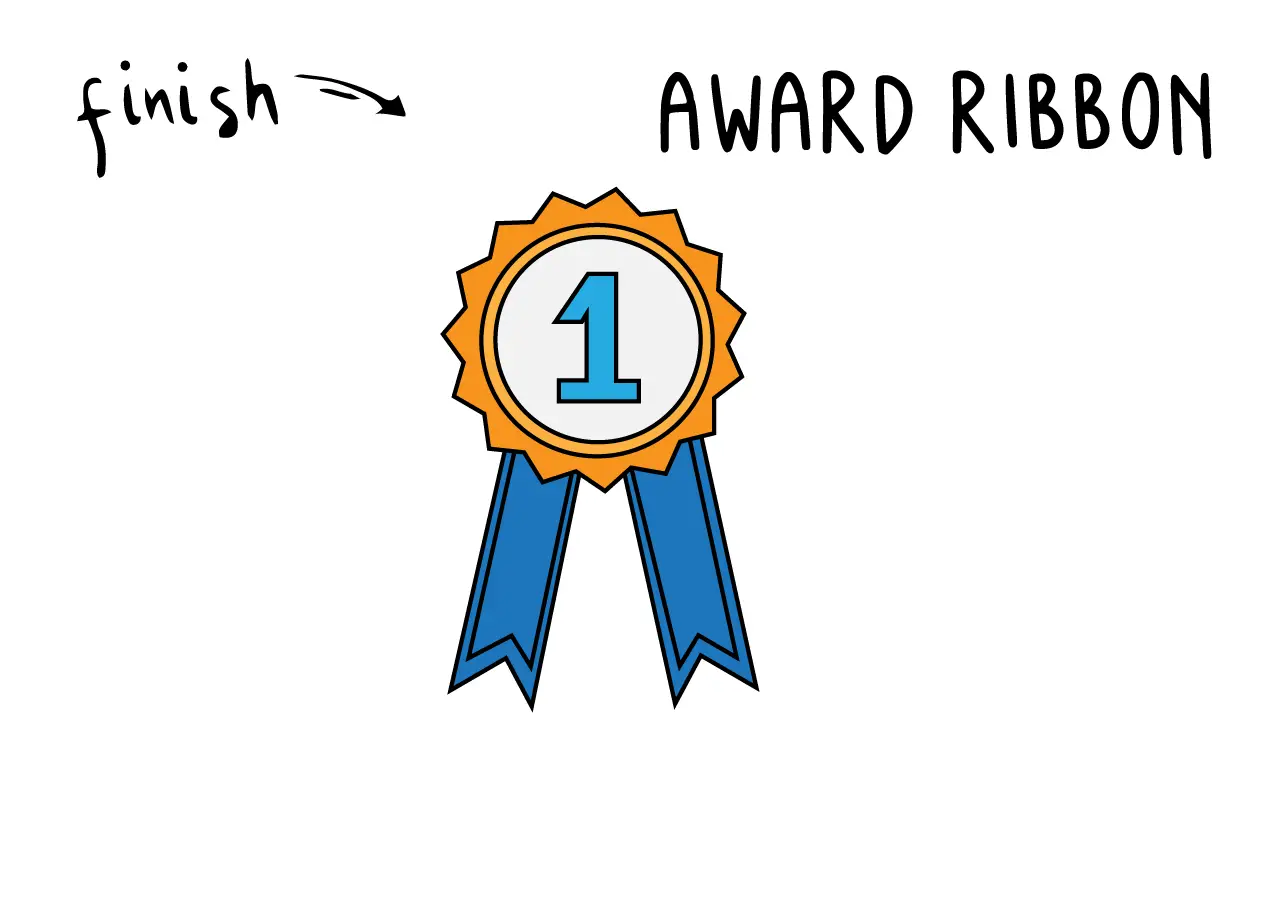 How To Draw a Blue Ribbon Award (Step by Step for Kids) Rainbow