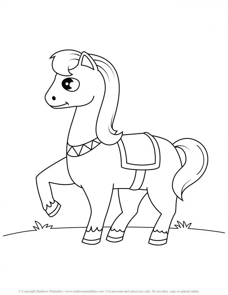 CUTE CARTOON HORSE PONY COLORING PAGES FOR CHILDREN PRINTABLE ACTIVITY