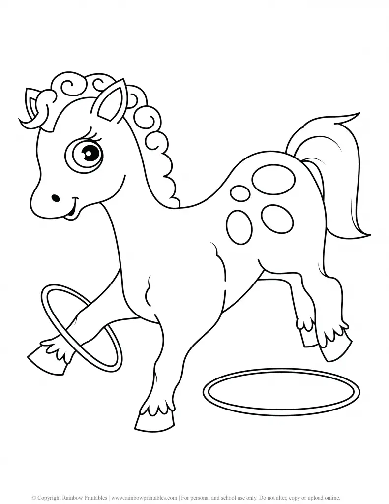 CUTE CARTOON HORSE PONY COLORING PAGES FOR CHILDREN PRINTABLE ACTIVITY