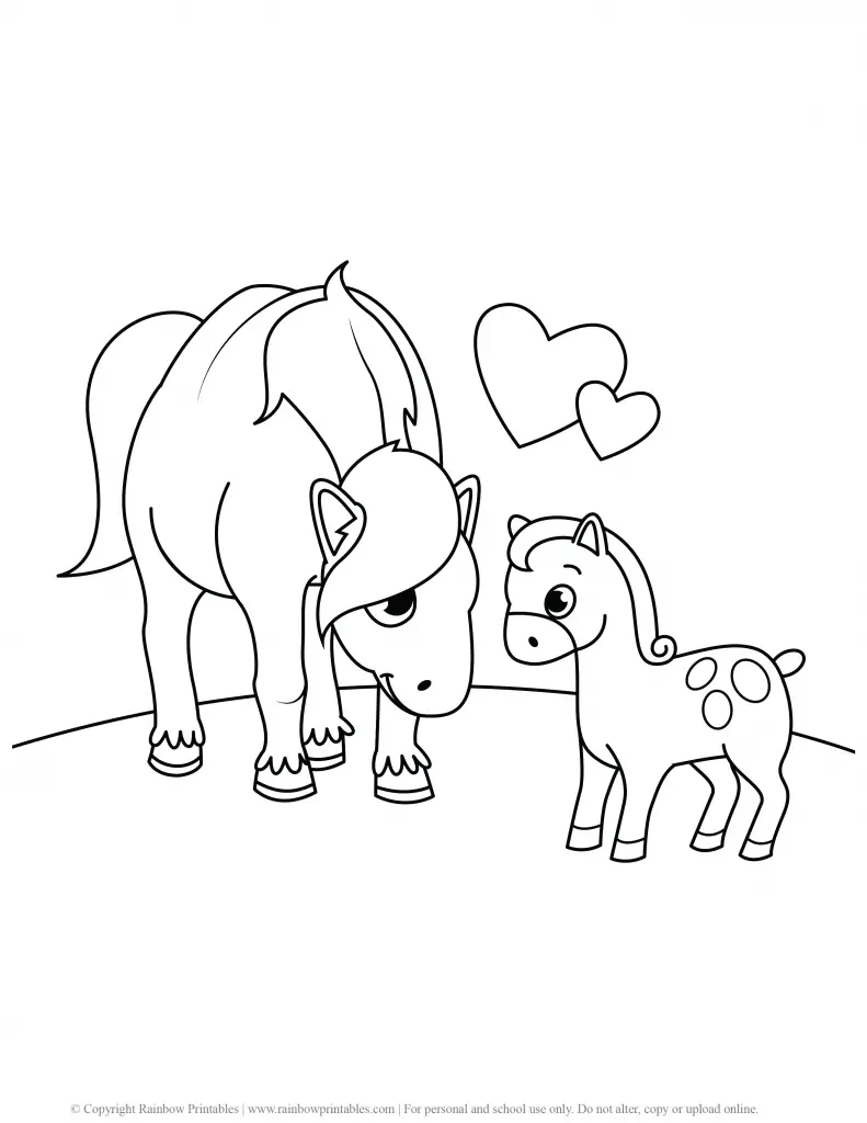 CUTE CARTOON HORSE PONY COLORING PAGES FOR CHILDREN PRINTABLE ACTIVITY