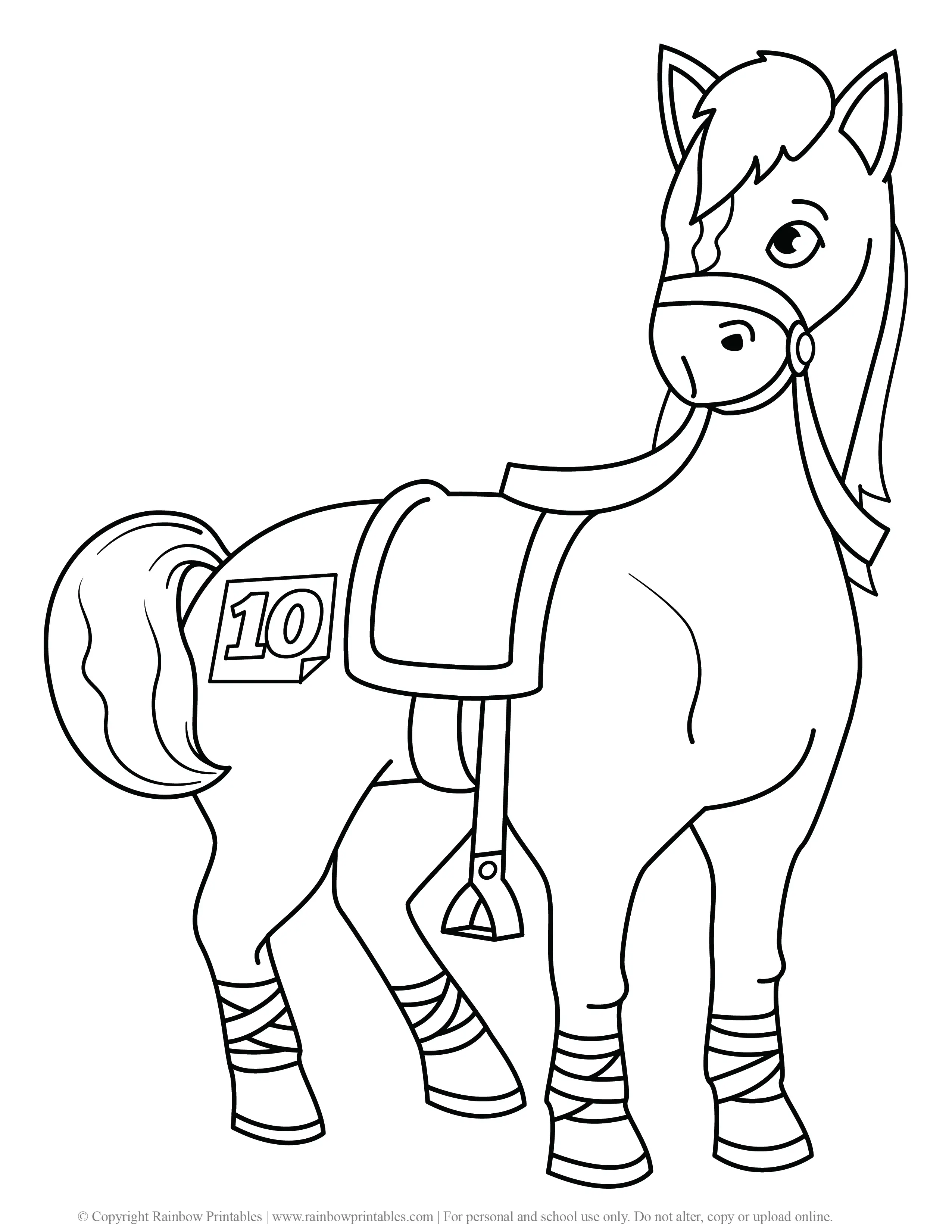 Cute Pony Horse Coloring Pages - Rainbow Printables