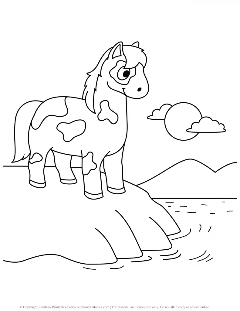 CUTE CARTOON HORSE PONY COLORING PAGES FOR CHILDREN PRINTABLE ACTIVITY