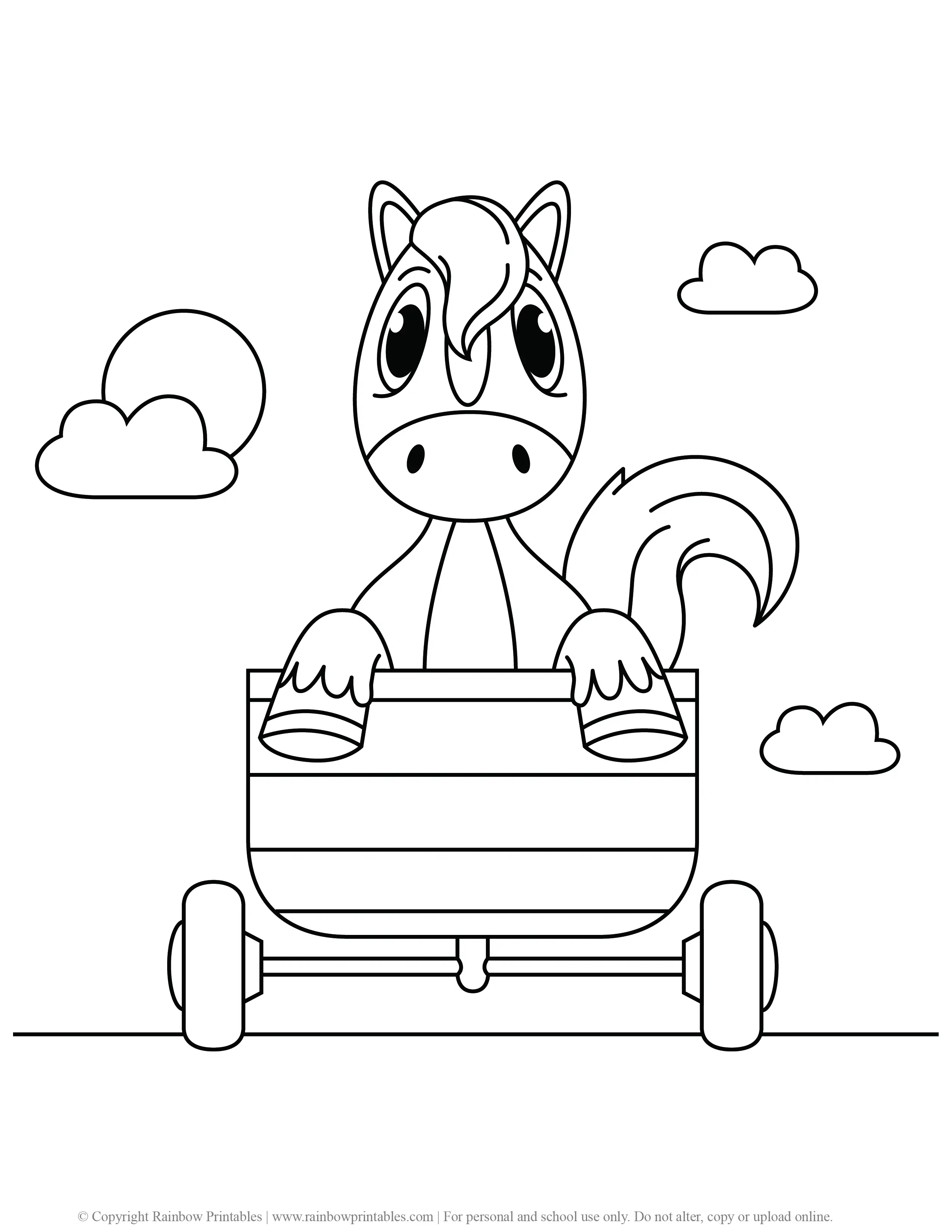 CUTE CARTOON HORSE PONY COLORING PAGES FOR CHILDREN PRINTABLE ACTIVITY