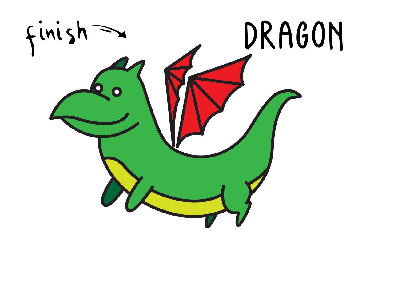 How To Draw an Easy Cartoon Dragon Step By Step for Young Learners Rainbow Printables