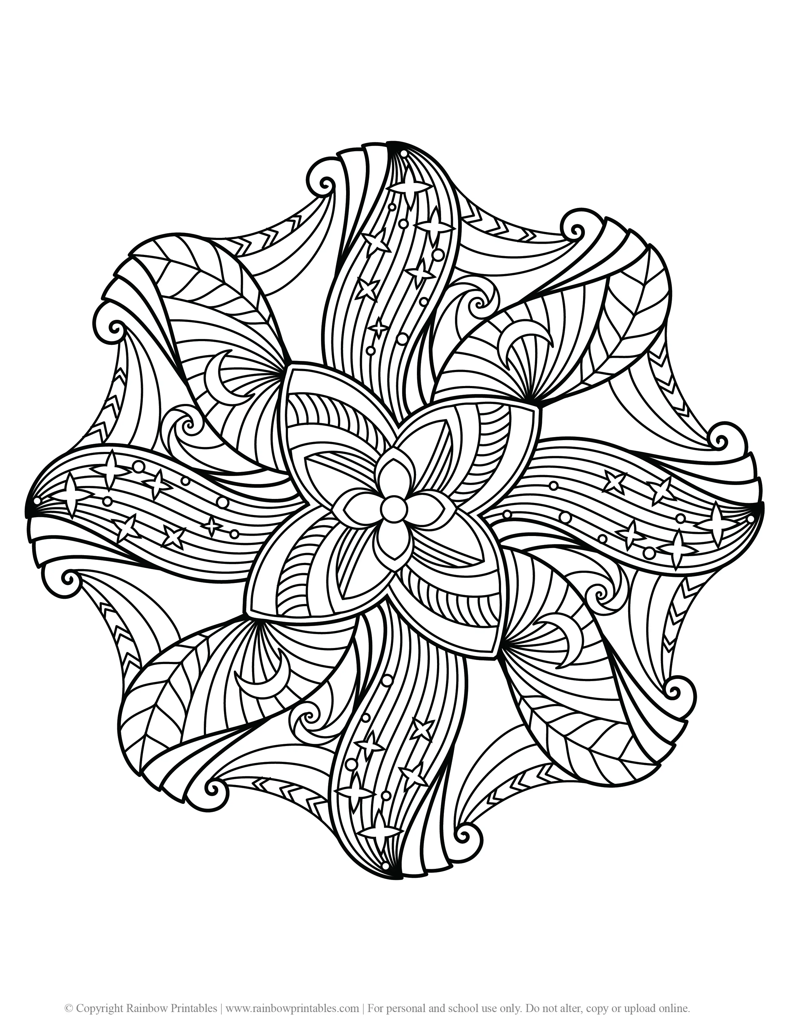 FLOWER MANDALA COLORING PAGES FOR ADULTS AND KIDS PRINTABLE