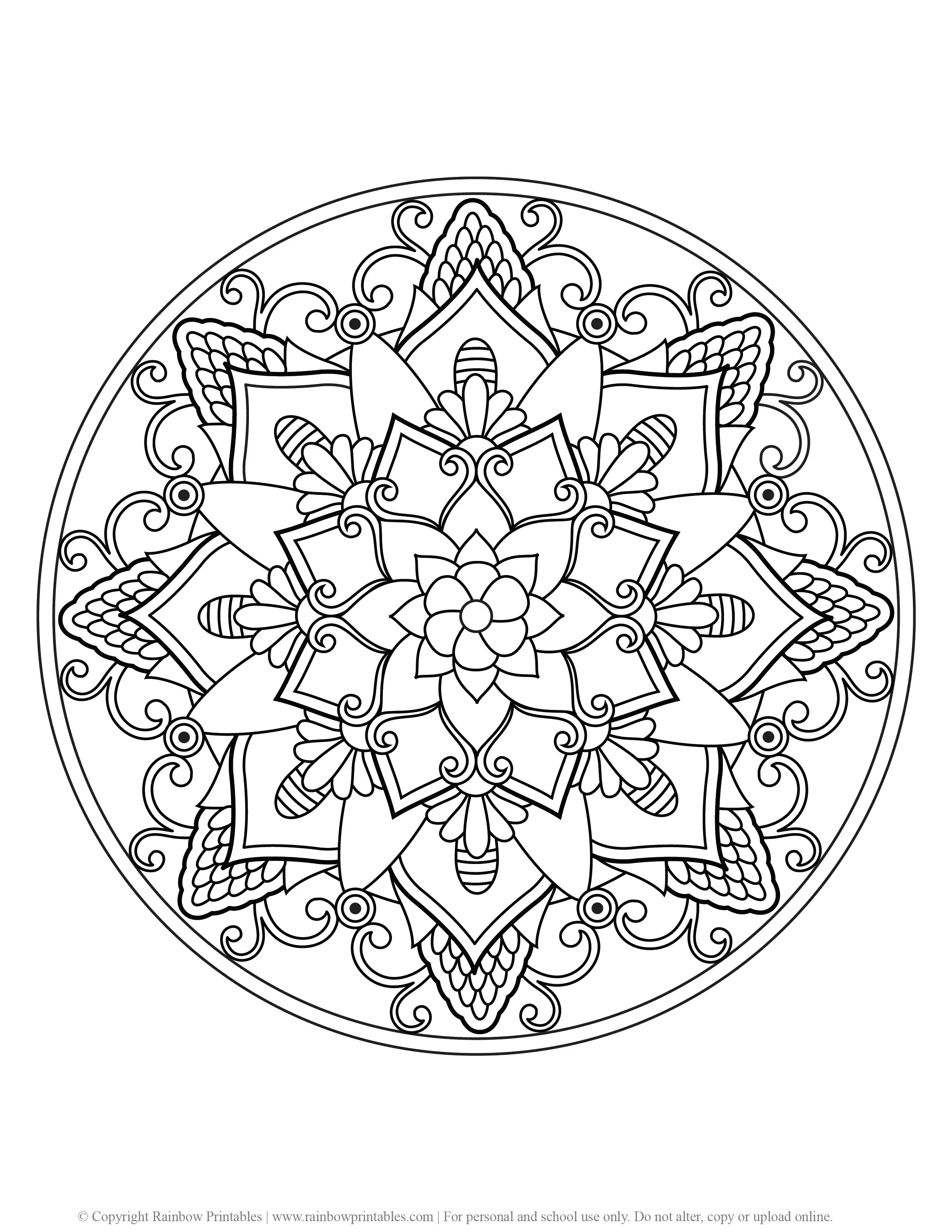 FLOWER MANDALA COLORING PAGES FOR ADULTS AND KIDS PRINTABLE