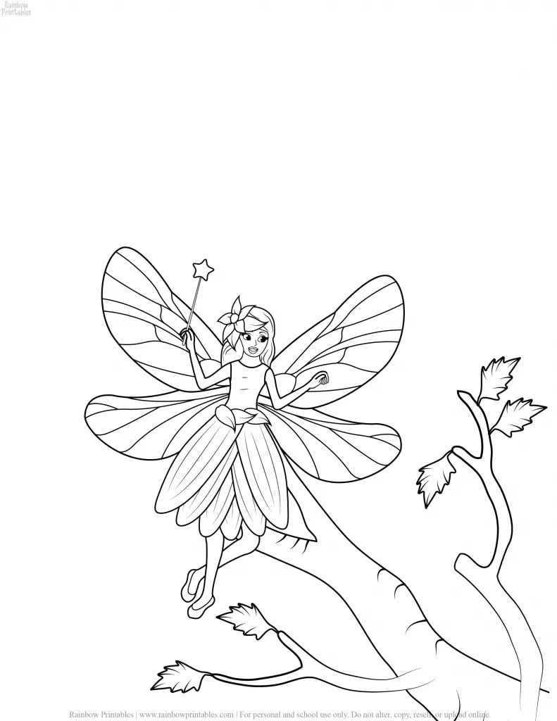 FREE BEAUTIFUL CARTOON FAIRY COLORING PAGES FOR GIRLS PRINTABLE ACTIVITY