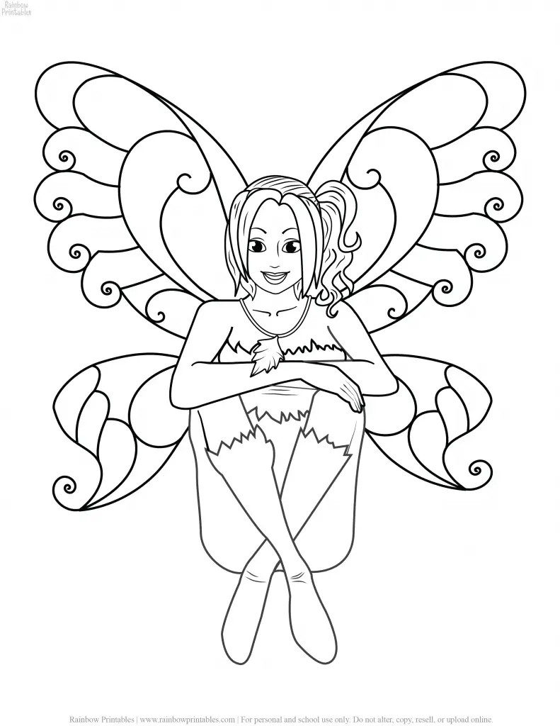 26 Pretty Fairy Kids Coloring Pages for Girls (Free!) - Rainbow Printables