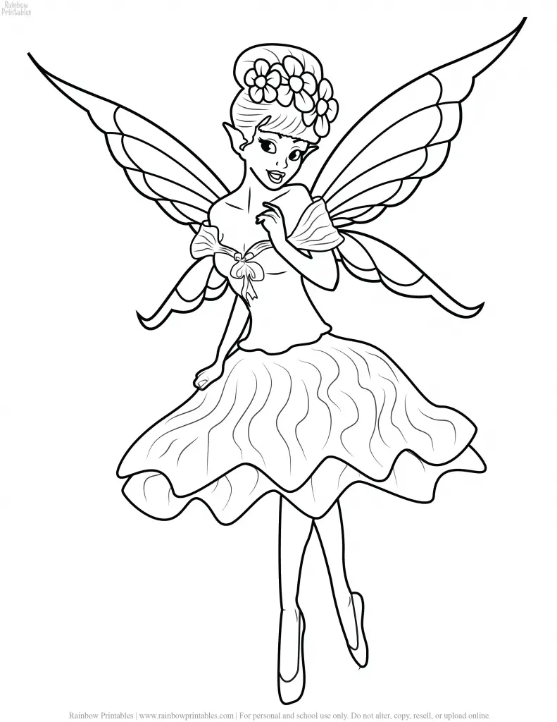 FREE BEAUTIFUL CARTOON FAIRY COLORING PAGES FOR GIRLS PRINTABLE ACTIVITY