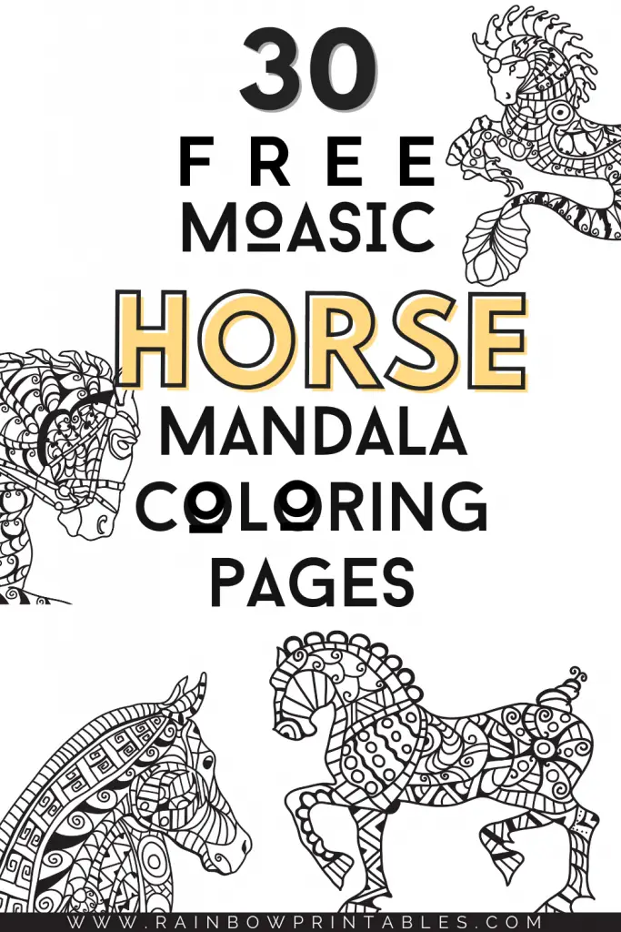 30 relaxing low stress zentangle mosaic horse coloring pages rainbow printables