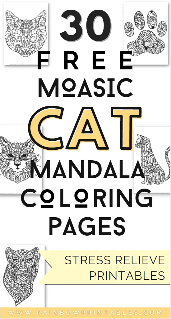 I had so much fun coloring in these pages under coronavirus quarantine ^^ -- If you’re a cat lover, these free mosaic tiled kitty cat coloring pages are perfect for you. Perfect for adults, teens, grown ups. Animal pattern mandala pattern anti-stress for depression. Art activity for free printing at home. Visit our master coloring page collection (over 750 coloring pages) adult coloring sheet stress relief free printables drawing #Mandala #Printables #Freebie #ColoringPages #Coloring #Book