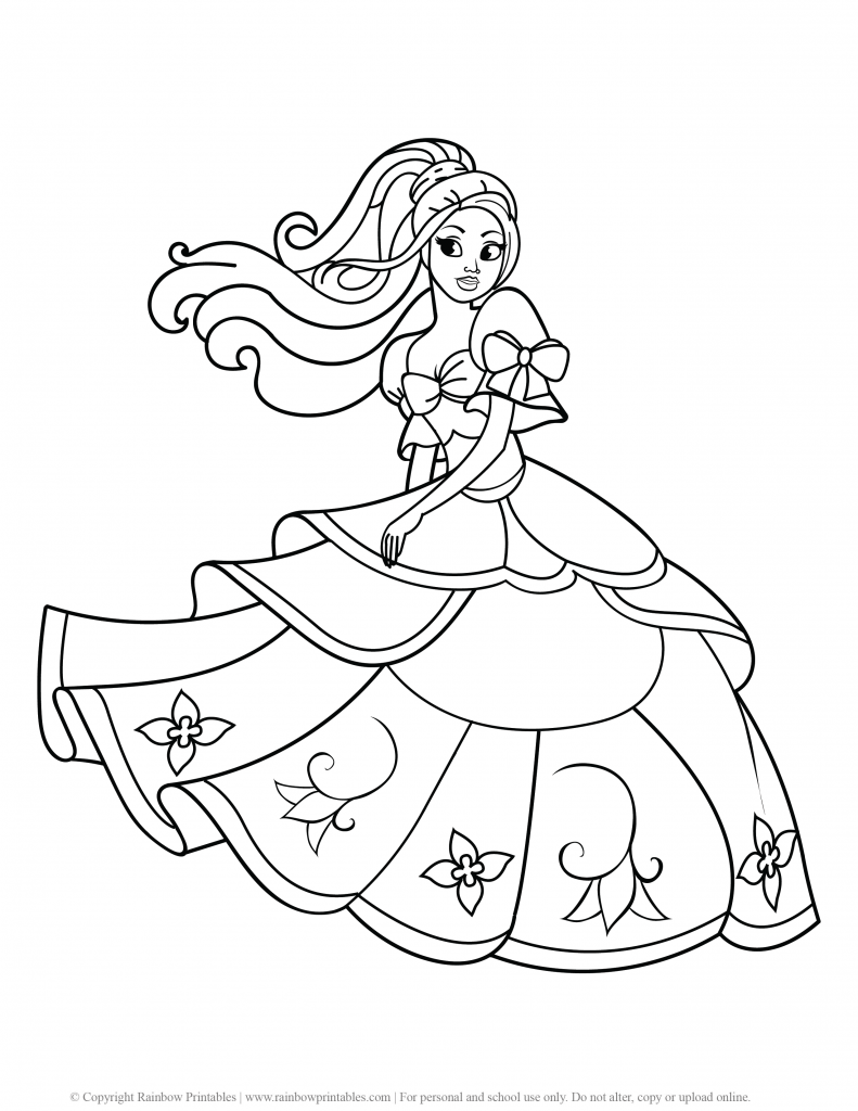 FREE CUTE PRETTY PRINCESS COLORING PAGES FOR GIRLS PRINTABLE ACTIVITY