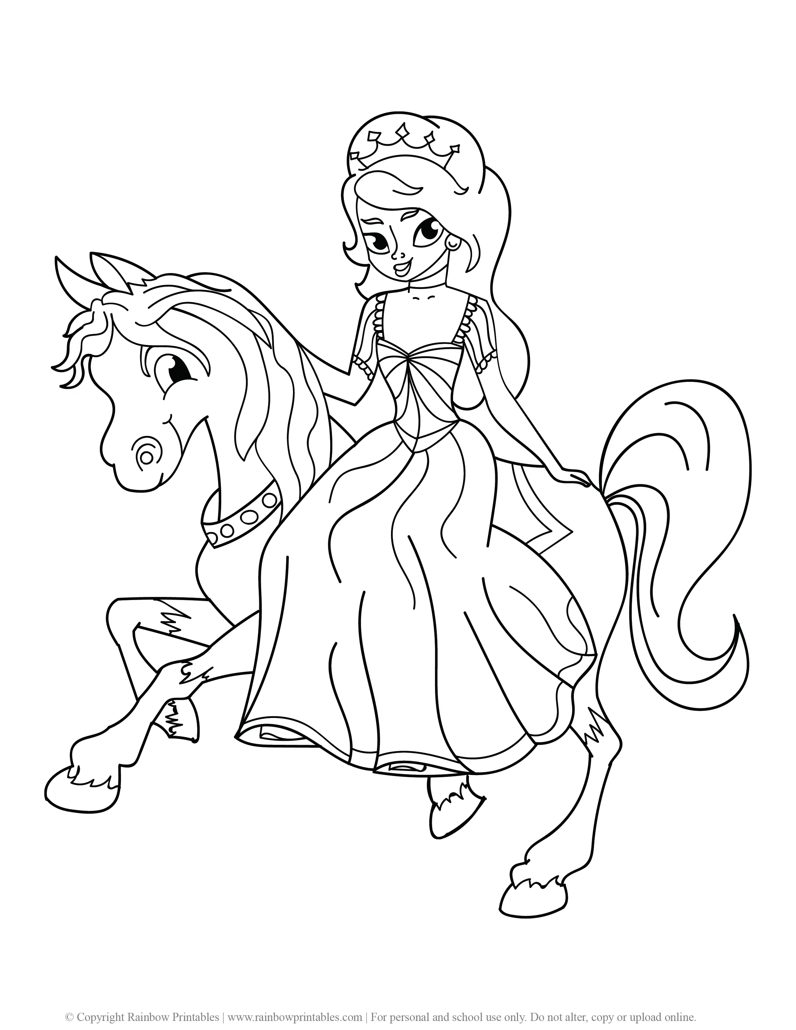 Cute Princess Coloring Pages for Girls   Rainbow Printables
