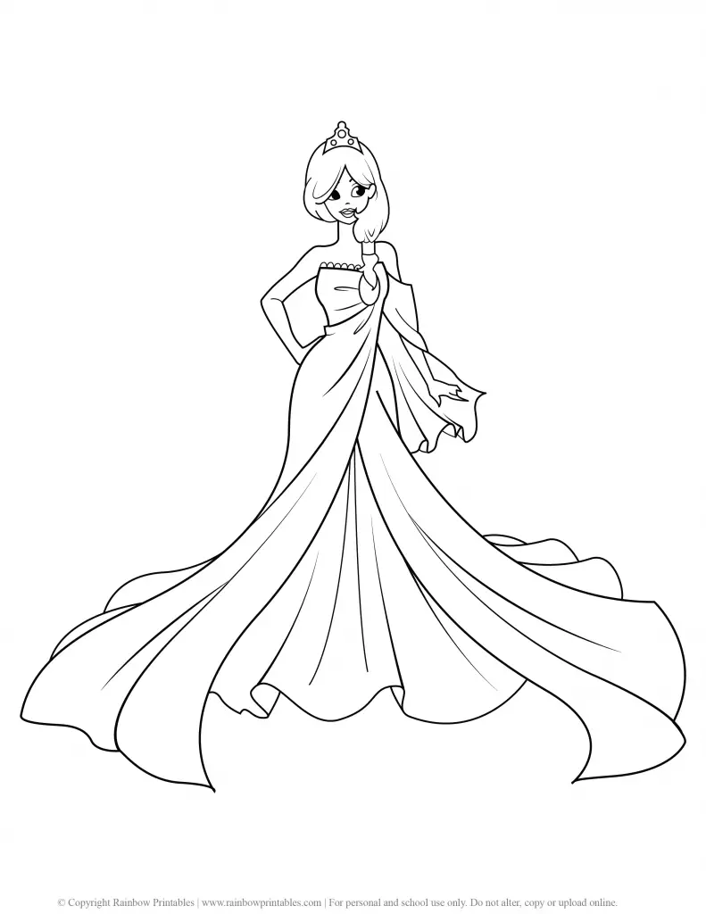 Cute Princess Coloring Pages for Girls - Rainbow Printables