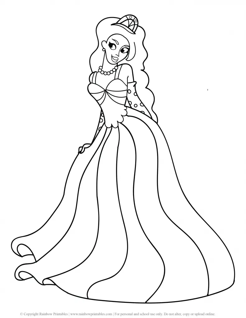 FREE CUTE PRETTY PRINCESS COLORING PAGES FOR GIRLS PRINTABLE ACTIVITY