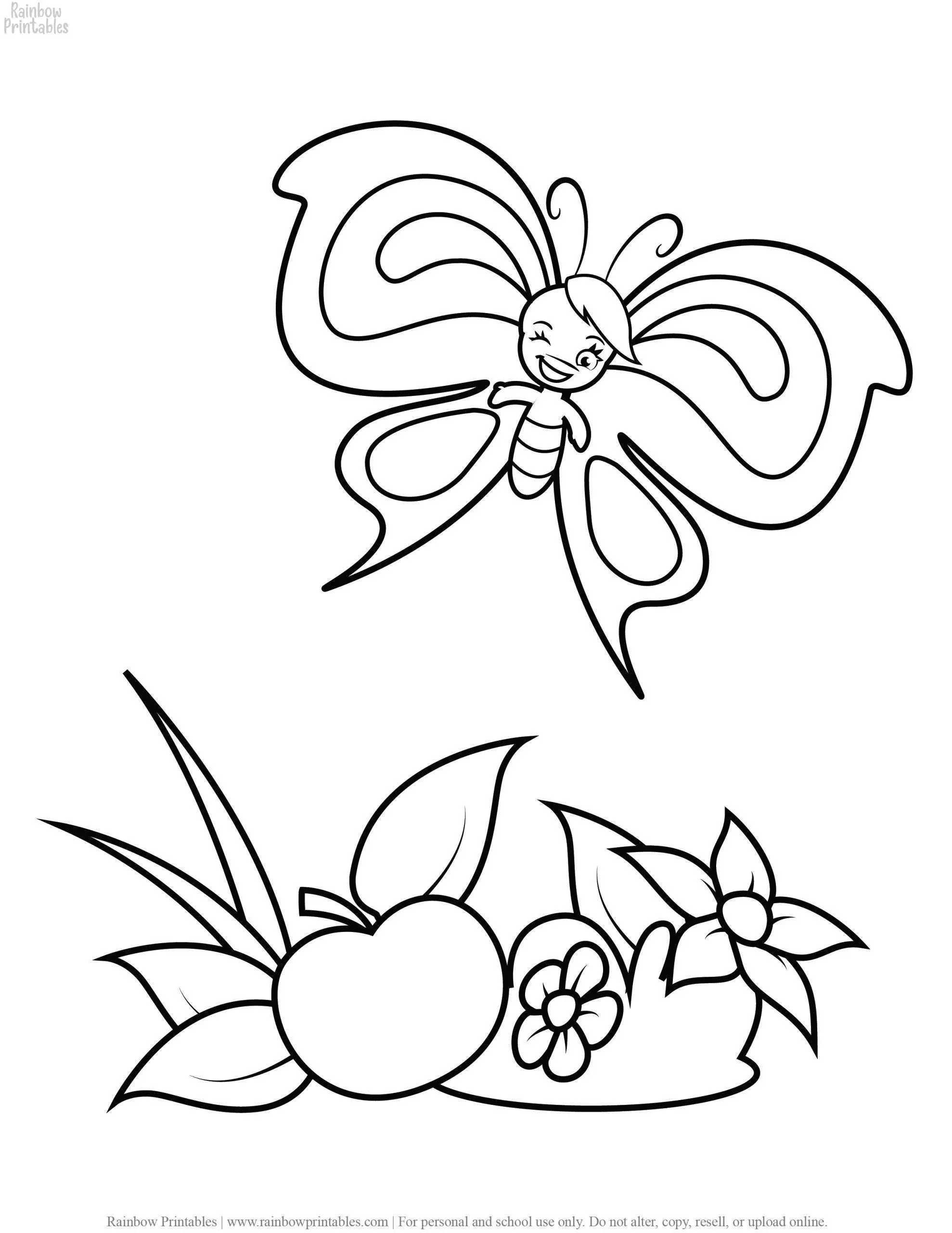 Easy Spring Time FLOWER and Butterfly Animal Insect Coloring Pages for Kids Printable Art Activity for Children
