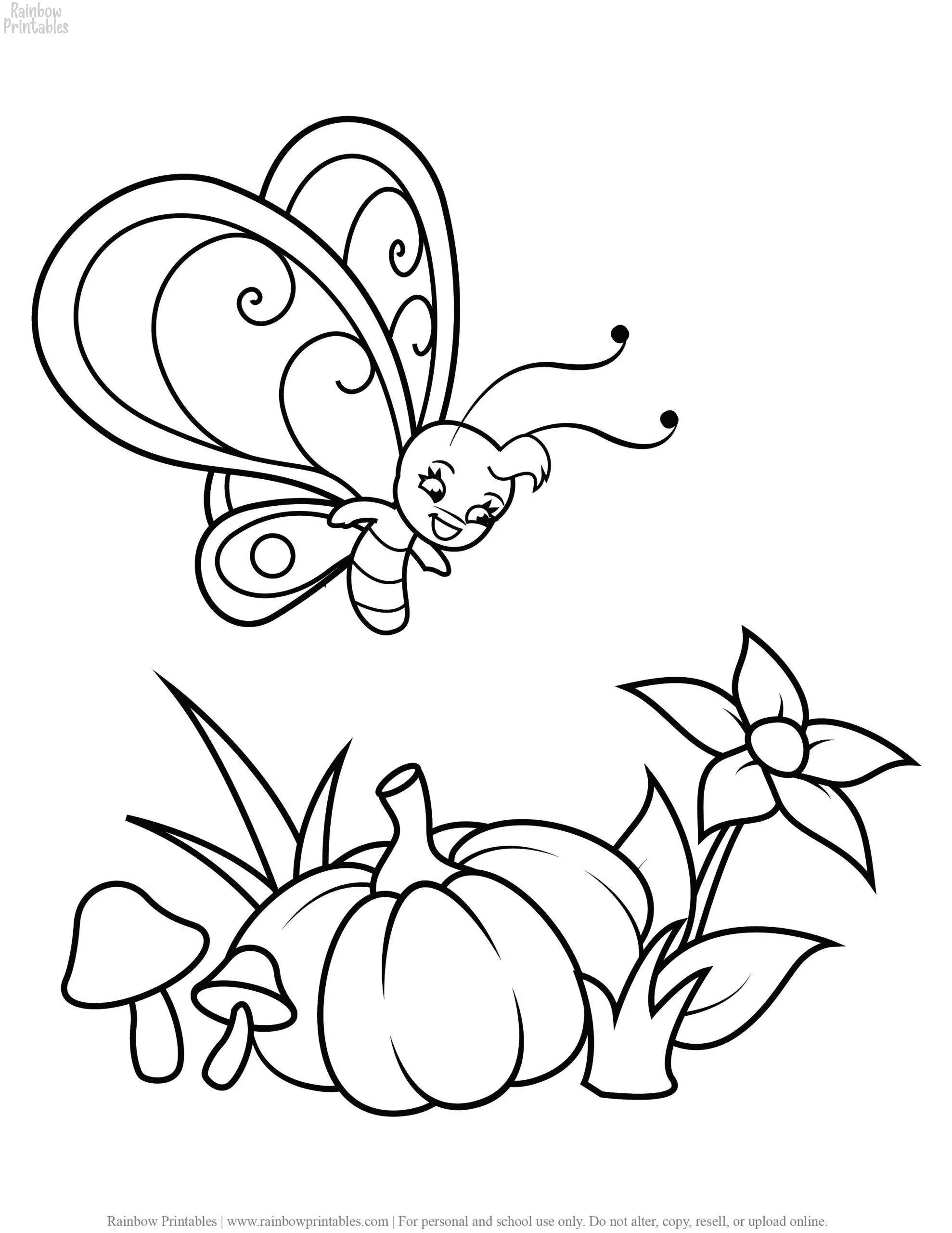 Easy Spring Time FLOWER and Butterfly Animal Insect Coloring Pages for Kids Printable Art Activity for Children