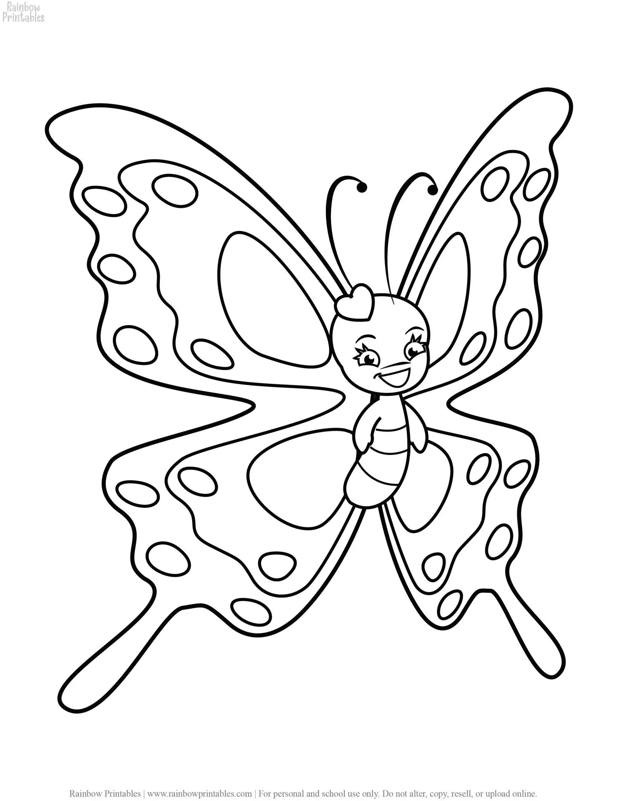 Easy Spring Time Butterfly Coloring Pages for Kids ...